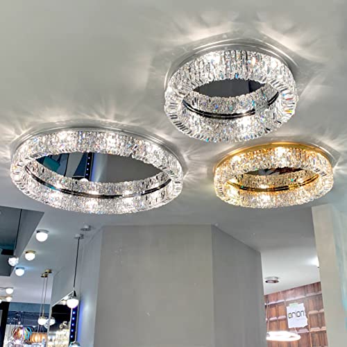 Lampe suspendue cristal or M-II : plafonnier pour salle à manger et hall d'entrée