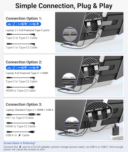 Image of Synnov 14 inch Laptop Screen Extender, 2.2lbs Lightweight & Portable Monitor with 1080P FHD Display, Type-C /HDMI Plug & Play Triple Travel Monitor for 13-17.3 inch Laptops, Compatible with Wins /MacOS /Chrome