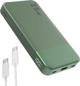 NOBIS Portable Charger 25W 10000mAh Power Bank Fast Charging | Battery Pack with C to C Cable, Battery Bank with Digital Display for iPhone iPad Android etc