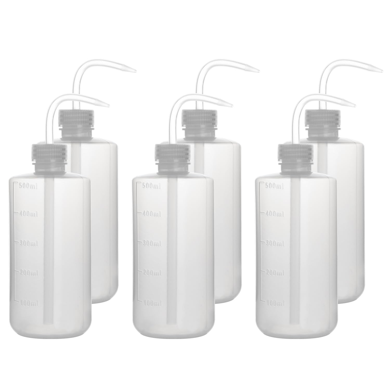 Stonylab Clear Wash Bottle, 6 Packs Plastic Squeeze Wash Bottle, Ldpe With Narrow Mouth (500 Ml, 6 Packs)