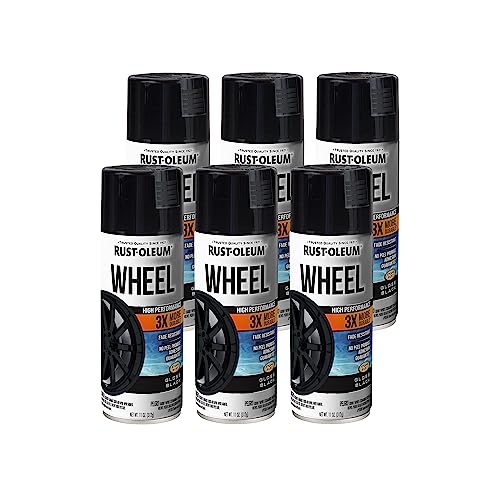 Rust-Oleum 368076-6PK High Performance Wheel Spray Paint, 11 oz, Gloss Black, 6 Pack