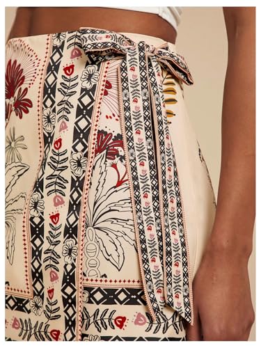 MakeMeChic Women's Plus Size Skirt Floral Print Wrap A Line High Waisted Boho Mini Skirts4