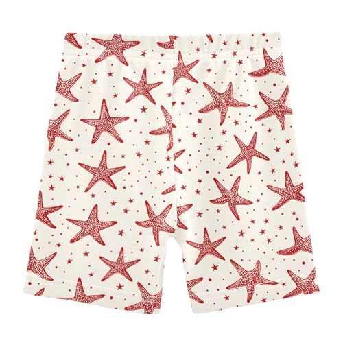Starfish Red Prints Pattern Girls Shorts Elastic Waist Sports Shorts Girls Leggings Pants for 4-10 Years2