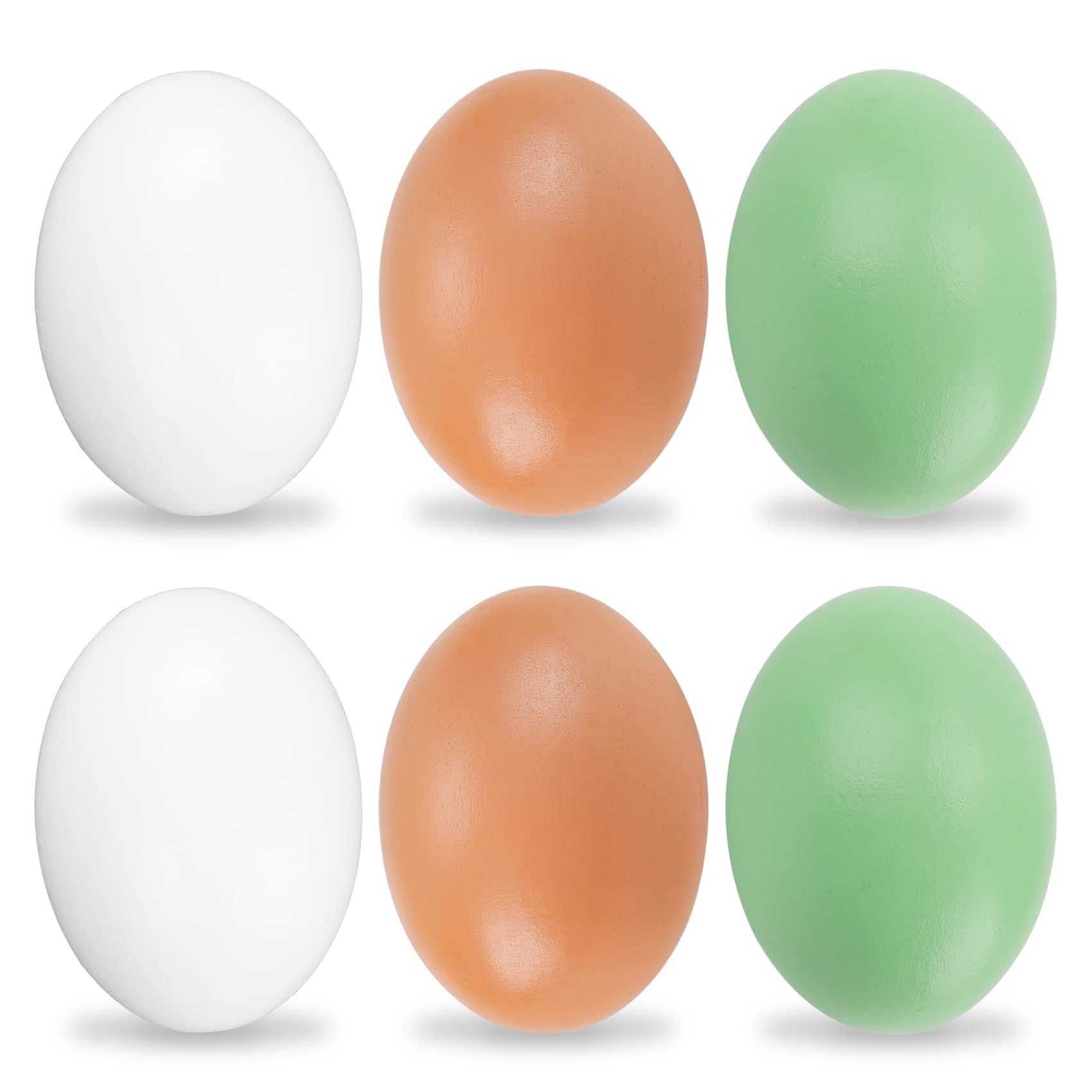 YunKo 6Pcs Wooden Fake Nest Eggs Easter Eggs for Craft Get hens to Lay Eggs 3 Colors