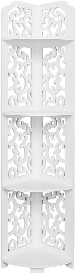 MallMall Bathroom Waterproof Bathroom 120 Degree Modular Corner Radius Cube Storage Unit 4 Tier Corner Shelves (Baroque)