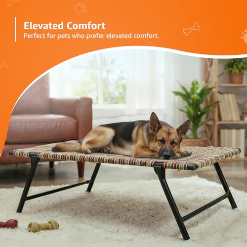 Image of Amazon Basics Leg Fold Dog Pet Bed | Durable Nylon Niwar | 42 x 36 x 12 Inch | Multi-Color