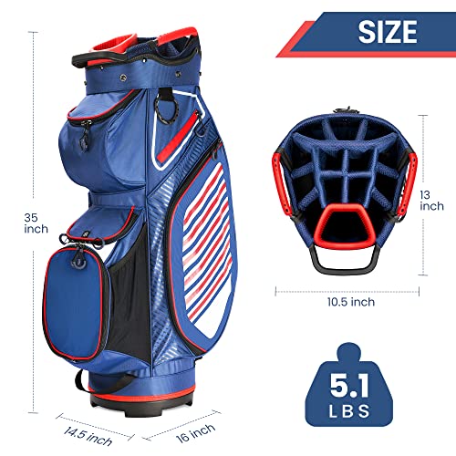 Bobopro Golf Cart Bag, Lightweight Golf Club Bag With 14 Way Top Dividers Golf Carry Bag Cooler Bag Waterproof Valuable Pocket, Rain Hood, Carry Handles And Shoulder Strap Golf Bag For Golf Cart #TOP4