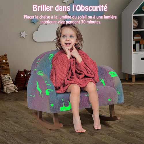 FANTASK Kindersofa Schaukelstuhl im Dunkeln Leuchtend, Kindersessel gepolstert aus Flanellstoff mit Rückenlehne & Armlehnen, Kindercouch für Kinder ab 2 Jahren