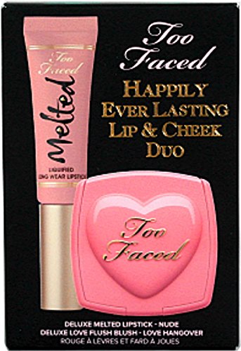 Too Faced Happily Ever Lasting Lip & Cheek Duo-Nude Melted Lipstick-Love Hangover Love Flush Blush