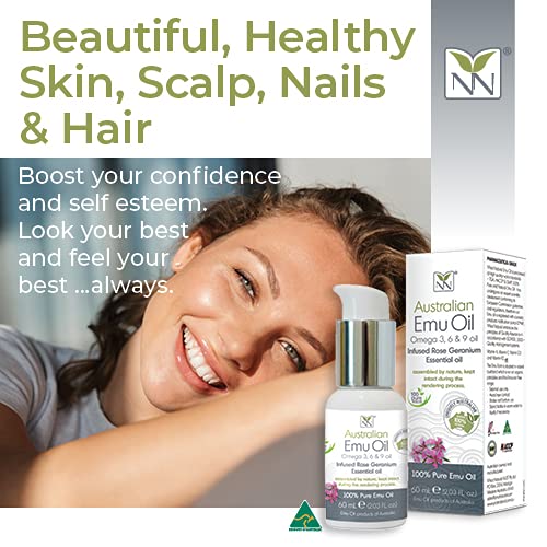 Miniatura 7 de Y-Not Natural - Aceite de emú orgánico farmacéutico 100% puro, 2.0 fl oz, aceite aborigen Omega 3, 6 y 9 de corral libre infundido con geranio rosa