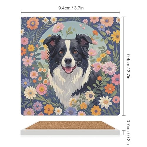 Dessous de verre moderne pour table basse avec motif Border Collie