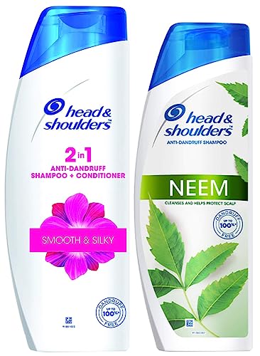 Head & Shoulders Neem, Anti Dandruff Shampoo, 180 Ml & Head & Shoulders 2-In-1 Smooth And Silky Anti Dandruff Shampoo + Conditioner, 180Ml