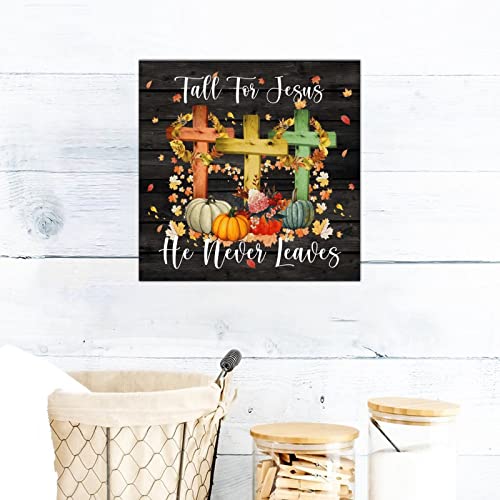 Plaque en bois Fall for Jesus déco citrouille pour cuisine et chambre chaleureuse