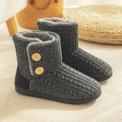 Rojeam Winter Boots Home Slippers Knitted Women Men Home Booties Plush House Shoes Indoor Outdoor4