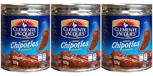 Clemente Jacques Chipotle in Adobo 210g Smoky & Spicy Peppers for Mexican Cooking Marinades and Sauces (3 x 210g)