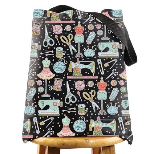 WZMPA Funny Cosmetic Makeup Bag - Sewing Machine Gift with Canvas Zipper Pouch - Quilters Gift (BL TG), Sewing Tools Bl T