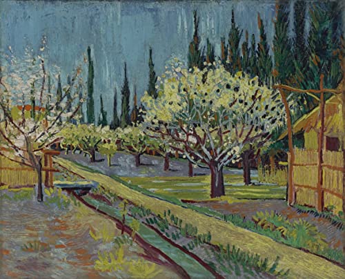 Impression d'affiches Van Gogh Verger bordé de cyprès toile premium de haute finition