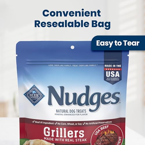 Blue Buffalo Nudges Steak Grillers Natural Dog Treats, Meaty Dog Snacks, Healthy Reward or Training Treat, Made in the USA with Real Beef, No Artificial Preservatives, 10 oz. - Image 5