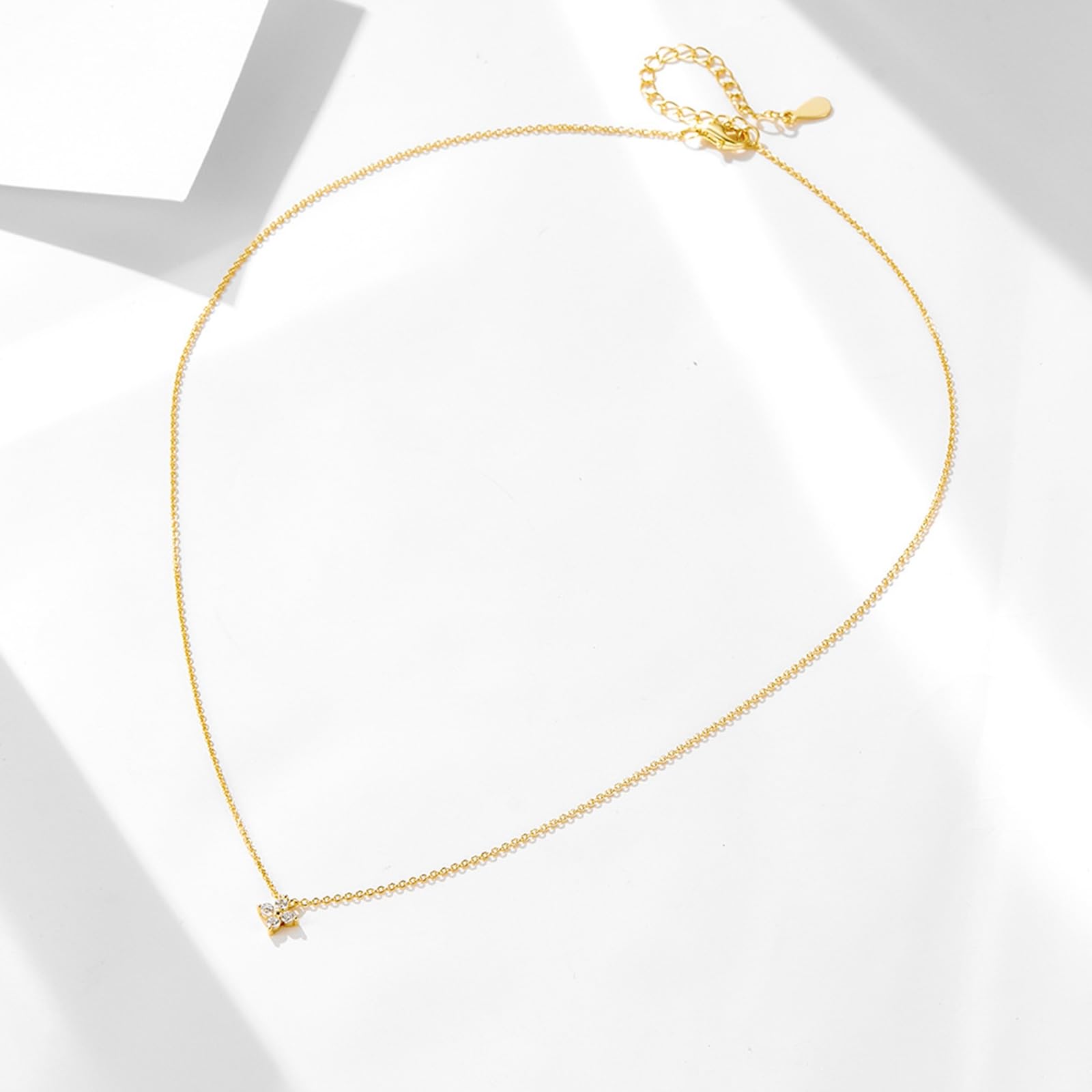 Collares de oro de flores para mujer, cadena de 9 K, 14 y 18 quilates con diamantes creados en laboratorio, collares de oro amarillo de 9 quilates para mujer, 40 + 5 cm