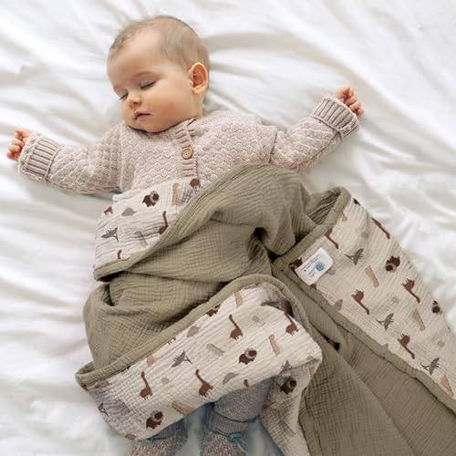 Image of lulumoon Muslin Baby Blanket for Boys: Cotton Toddler Blanket for Daycare