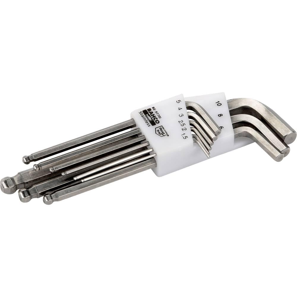 Bahco BE-9770I 9 Piece Ball End Stainless Steel Hexagon Allen Key Set 1.5-10mm