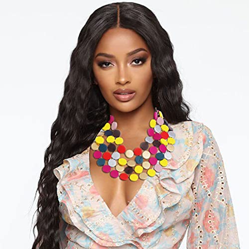 Barode Statement Layered Necklace Multicolor Wood Bead Chunky Beaded Bib Necklaces With Earings Long Multi Strand African Necklace Costume Jewelry For Women (Style 2) #TOP6