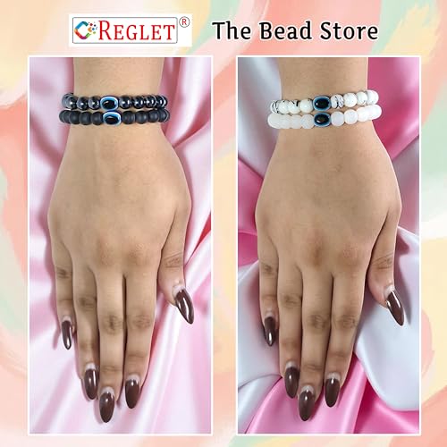 Image of 30 Pcs Evil Eye Beads + 540 Pcs Black & White Glass Beads for Jewellery Making Kit - Glass Beads for Bracelet Making Kit - Bead Craft - 8mm