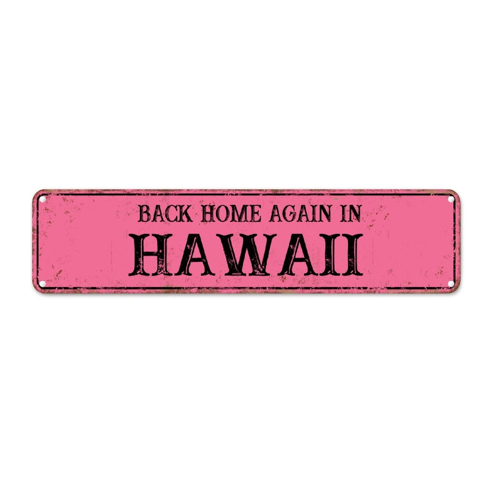 Plaque de décoration en étain Hawaii de style rustique avec carte USA de qualité