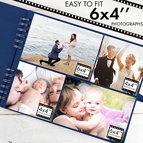Bstorify Square Scrapbook Photo Albums 50 Pages (28 x 22 Cm) Blue Thick Paper, Hardcover, Ribbon Closure - Image 4