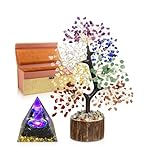 7 Chakra Crystal Tree of Life with Orgonite Pyramid (Set 2) - Unique Birthday Gifts for Women, Chakra Healing Trees Positive Energy for Home Office Desk Decor, New House Warming Gift