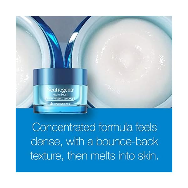 Neutrogena Hydro Boost Night Pressed Serum, Hyaluronic Acid Facial Moisturizer for Normal to Extra Dry Skin, Delivers Overnight Hydration for Restored, Revitalized, Dewy Skin, 1.7 oz