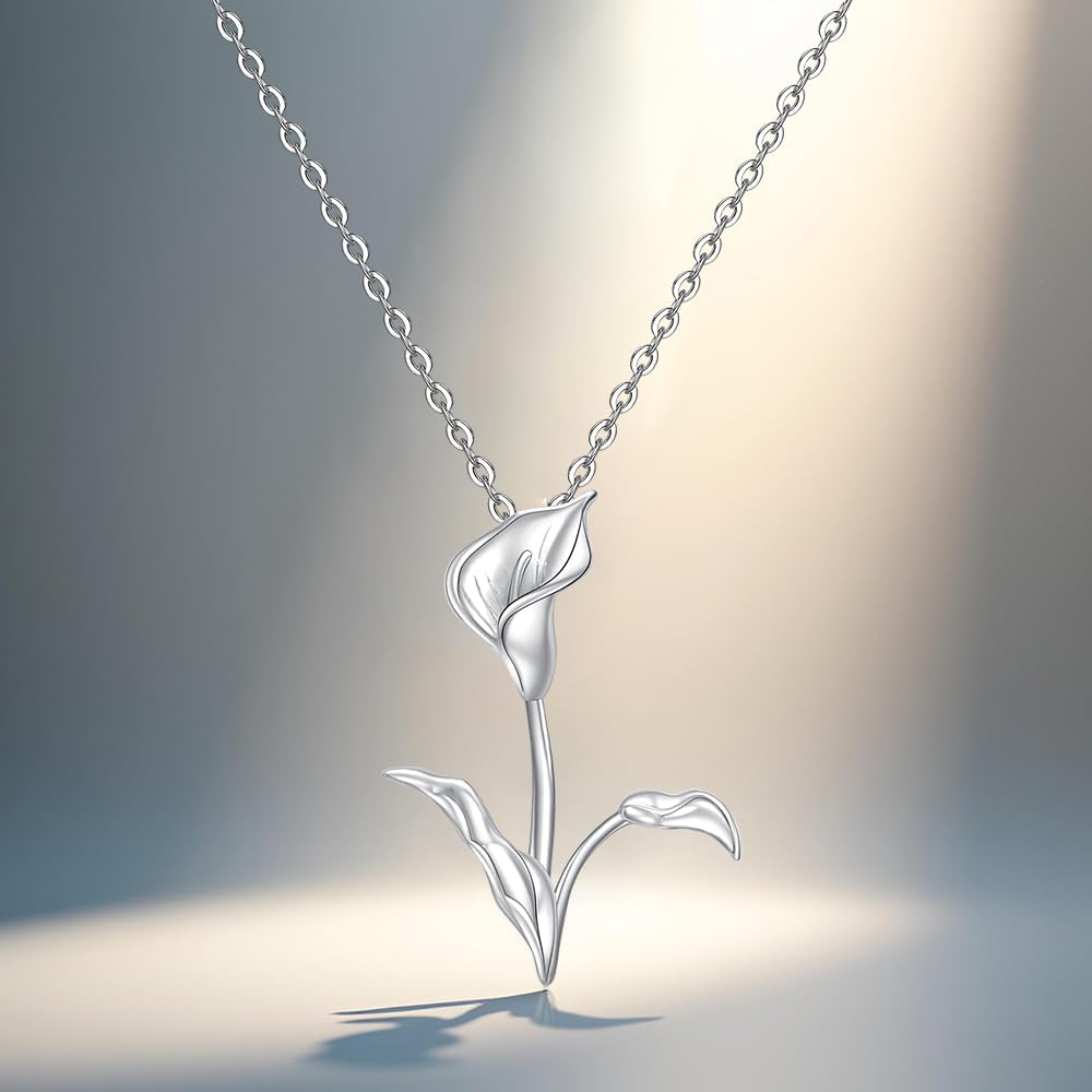 Lily Flower Necklace for Women Sterling Silver Mothers Day Gifts Calla Lily Necklace Jewelry Gifts Pendant - Image 7