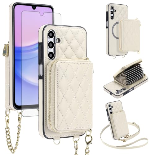 Coque magnétique amovible Samsung A15 5G Asuwish avec blocage RFID et porte-cartes