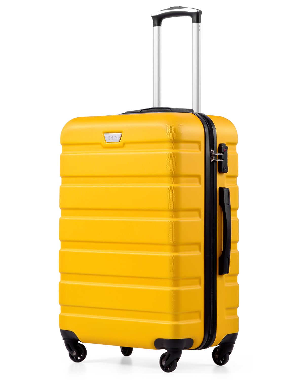 COOLIFE 28 Inch Large Suitcase for Checked Luggage, Business Trip, ABS+PC, Lightweight Hard Shell Luggage with 360°Rubber Spinner Wheels, YKK Zipper, Telescopic Handle, TSA Lock, Lemon Yellow