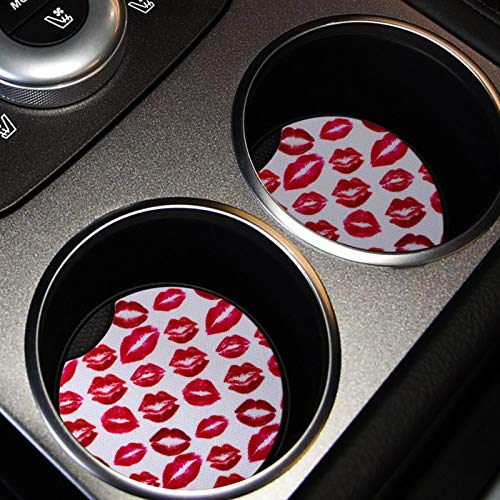 lifeegrn Car Coasters, Car Cup Holder Coasters, 2.76 Inches Car Coasters for Cup Holders, Anti Slip Removable Universal Neoprene Drinks Absorbent, Car Coasters for Women(2 Packs)