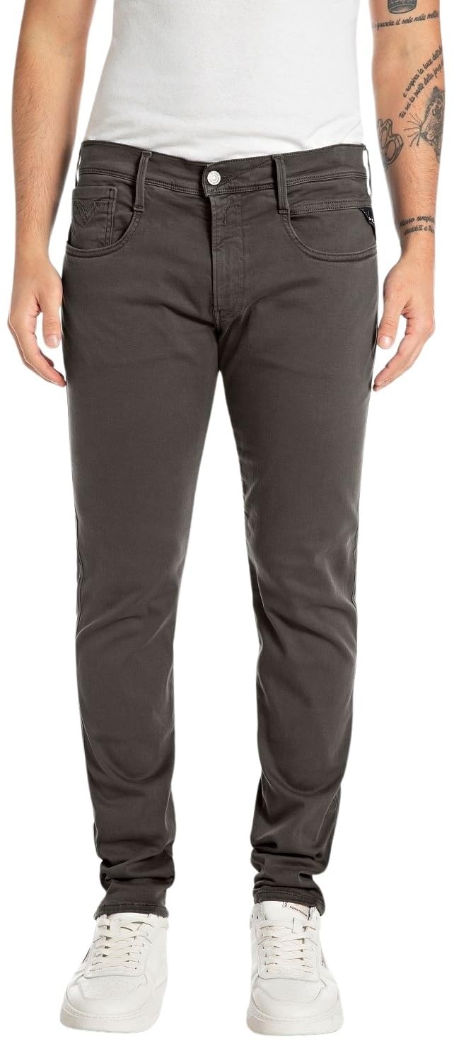 REPLAY Adult M914 Anbass Hyperflex Colour Xlite Jeans, Wood Grey 393, 36W / 34L