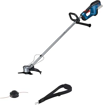Bosch Professional 18V System desbrozadora a batería GFR 18V-23 (motor sin escobillas, diámetro del área de corte 23 cm, incl. 1 bobina, 1 correa, set de cuchillas, protector de plantas)