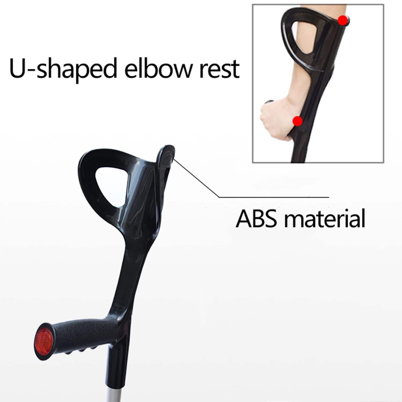 Muletas Antebrazo Liviano (1 Par), Bastón para Caminar De Altura Ajustable, Mango Cómodo Y Base De Goma Antideslizante, Negro