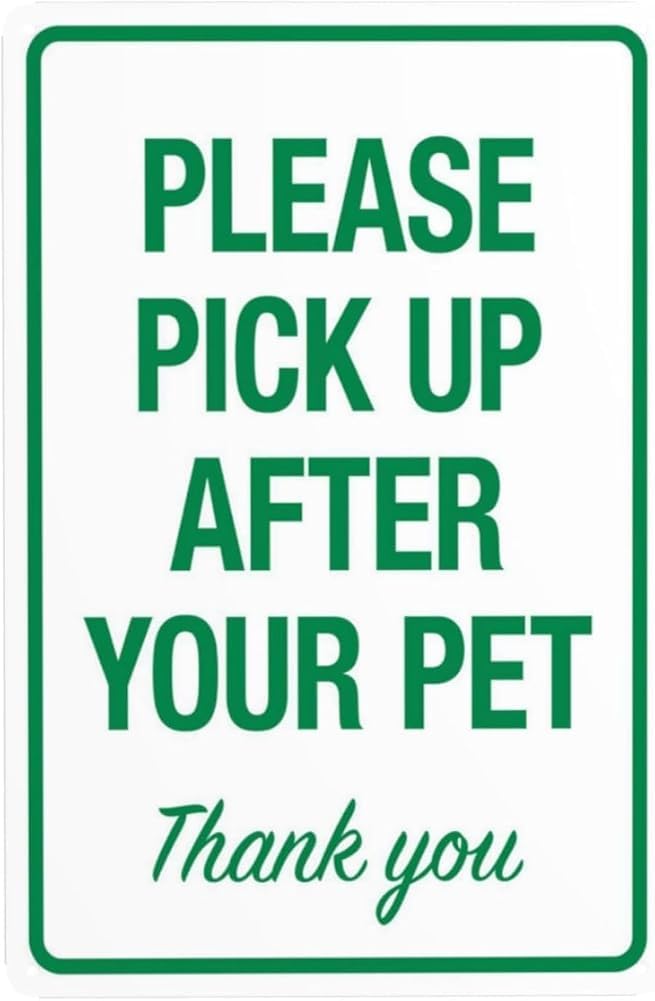 Please Pick Up After Your Pet Thank You Warning Sign Clean Up Dog Poop Security Metal Signs For Business Home Outdoor Indoor Garage Street Wall Safety Caution Decor Gift For Women Men 8x12 Inch