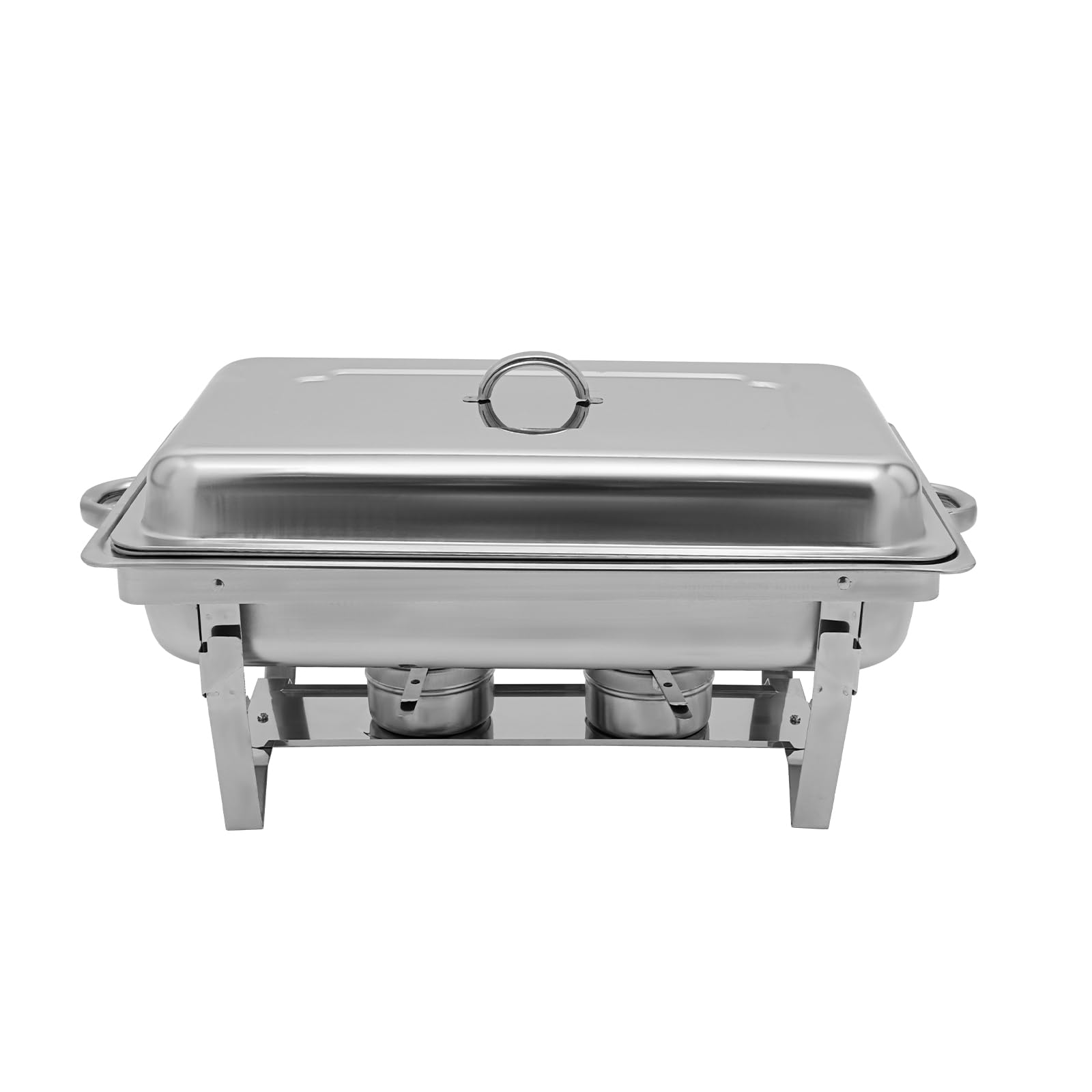 Scaldalibi da 9 l, contenitore termico in acciaio inox, telaio pieghevole in acciaio inox, set da buffet argentato, rettangolare, per catering buffet e feste (1 vassoio)