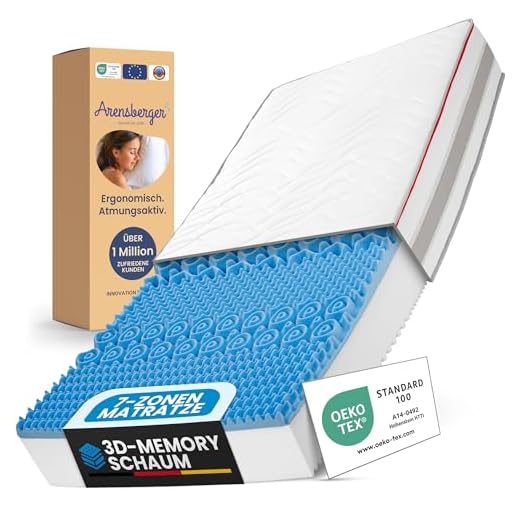Traumnacht Easy Comfort Rollmatratze Öko-Tex zertifiziert, Härtegrad 2 (H2), 90 x 200 cm, weiß 9 Arensberger ® Flexx 7 Zonen Matratze mit 3D-Memory Foam, 140cm x 200cm, Höhe 25 cm, Allergiker geeignet, 2 Schichten: Kaltschaum + Visco Smart Schaum
