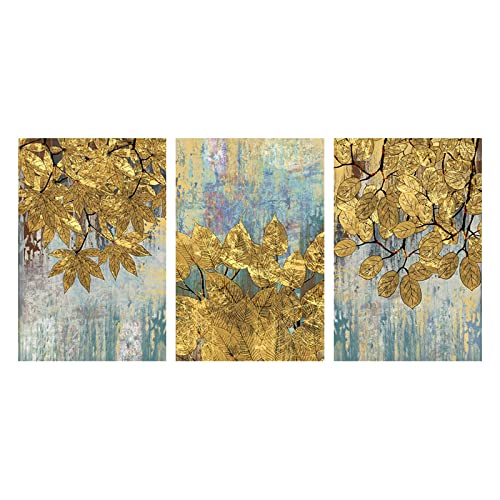 Peinture abstraite or pour decoration allee et grand salon lumineux