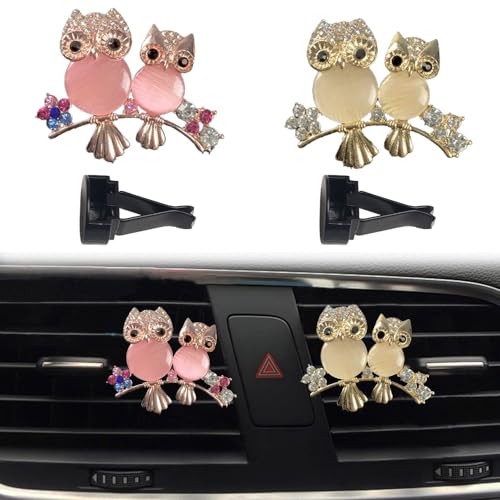 Image of ZOSTLAND Rhinestone Car Decorative Clip,Car Air Fresheners,Metal Vent Clip,Bling Auto Air Vent,Personalized Automotive Interior Decoration Accessories,Auto Decor Gift for Women,Men (2pcs Owl)