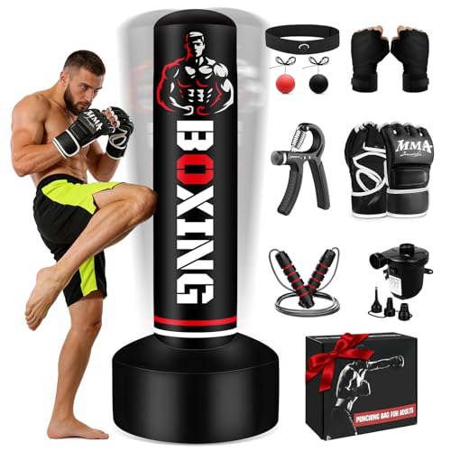Upgraded Freestanding Punching Bag for Adults Teens, 70' Standing Punching Bag Heavy Boxing Bag Set...