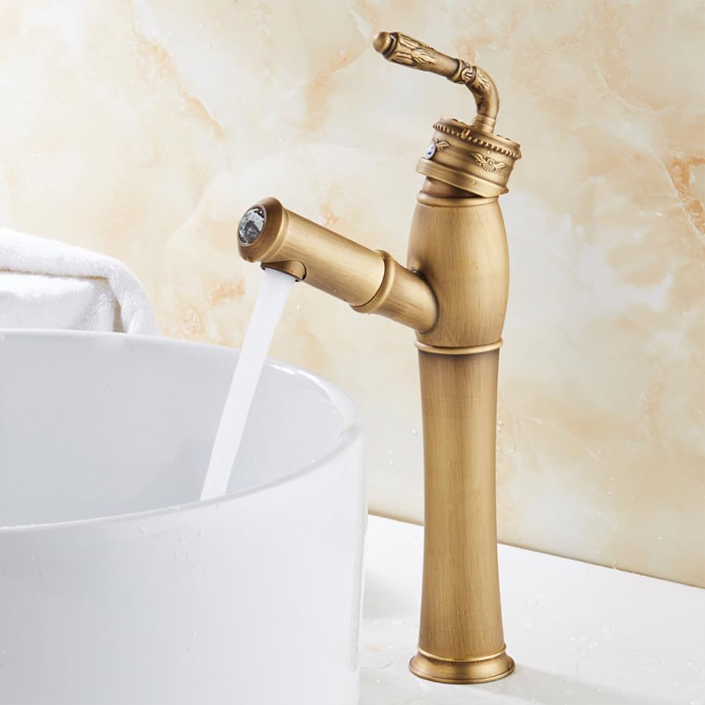 Mitigeur lavabo salle de bain rétro laiton robinet avec douchette extractible de vasque