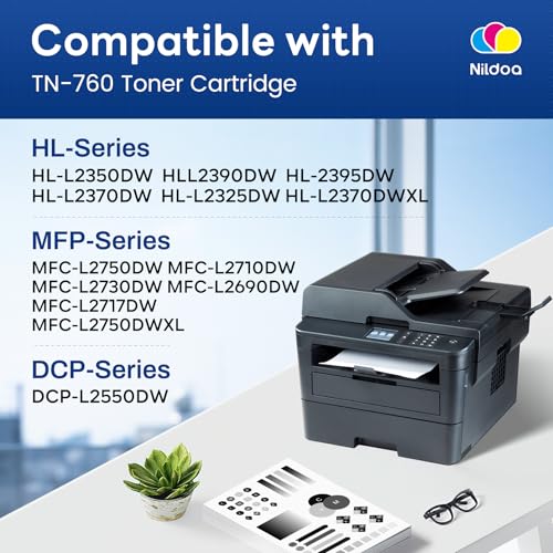 Image of TN760 TN-760 Toner Cartridge High Yield Black Replacement for Brother TN760 TN-760 MFCL2750DW HLL2390DW MFCL2710DW HL-L2350DW Printer Ink, TN7602PK