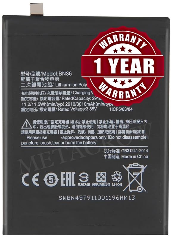 Image of Original BN36 Battery Compatible for Xiaomi Mi A2 - (3010mAh) - 1 Year Warranty BC45
