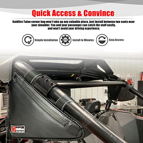 Alforjas laterales Goldfire para almacenamiento de herramientas, resistentes al agua, para UTV Talon 1000R/1000X/1000X4 (2019-2026), con acabado en negro y tubo negro (par) miniatura 6