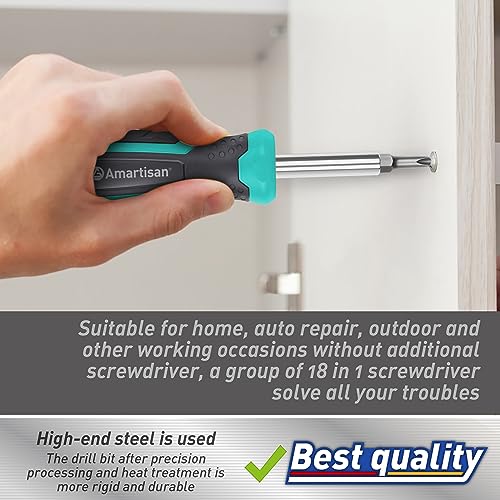 Amartisan 18-in-1 Multi-bit Screwdriver Set Tool All in One, Portable Multi-Purpose Screwdriver, Slotted/Philips/Pozi/Torx/Square,Nut Driver thumbnail 6