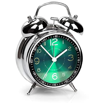 AYRELY Super Loud Alarm Clock for Heavy Sleepers Adults,Twin Bell Retro 4 Inch Silent Non Ticking